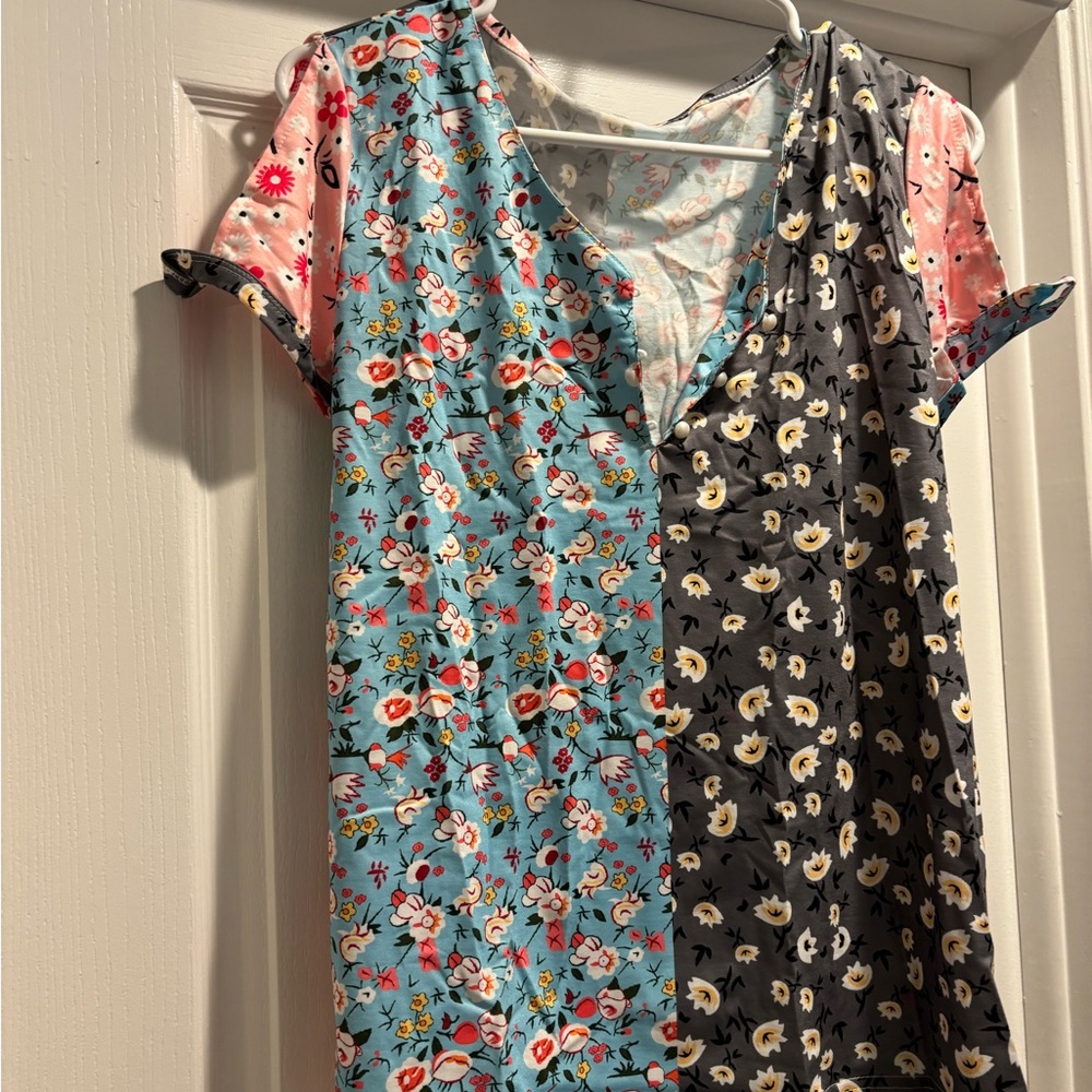 Floral Patchwork Cold shoulder Top